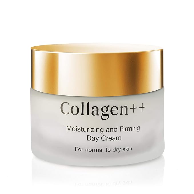 Collagen++ Anti-Aging Day Cream for dry skin on marble background