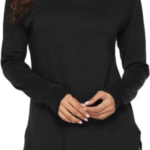 Woman wearing Newchoice Casual Batwing Long Sleeve Tunic Top in Solid Color